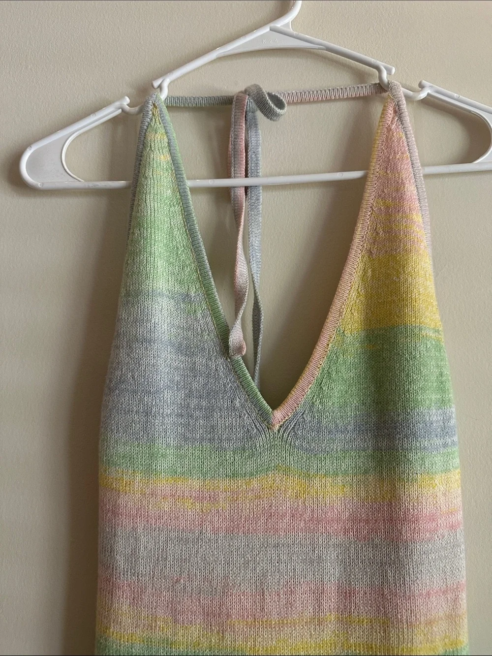 wild fable Pastel Striped V-Neck Knit Dress in Green, Pink, Yellow, Blue, Violet